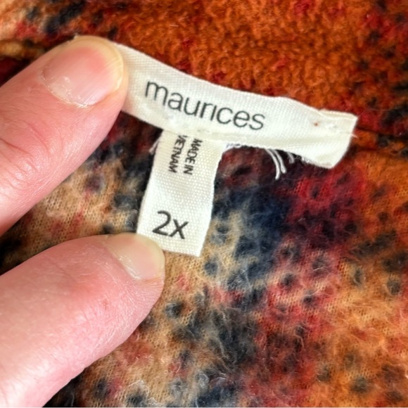 Maurices Wilder Orange Plaid Fleece Shacket Shirt Jacket Size 2X Button Front - Picture 5 of 7